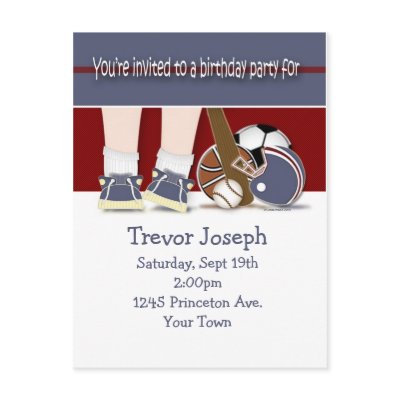 All Sports Birthday Invitation Template Post Cards by babybundle18