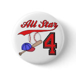 All Star Baseball 4th Birthday Buttons