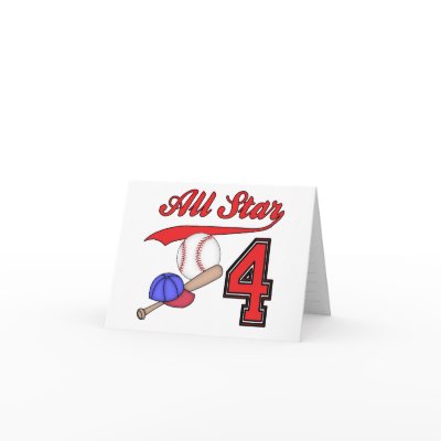 All Star Baseball 4th Birthday Invitations Greeting Card by Kewlkids