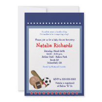 All Star Baseball Soccer Sports Baby Shower 5x7