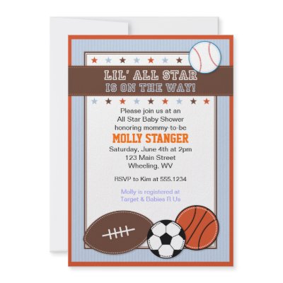 All Star Sport Baby Shower Invitation by LittleBeesGraphics