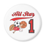 All Star Sports 1st Birthday Fridge Magnets