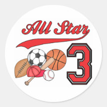 All Star Sports 3rd Birthday Sticker
