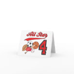 All Star Sports 4th Birthday Invitations Card