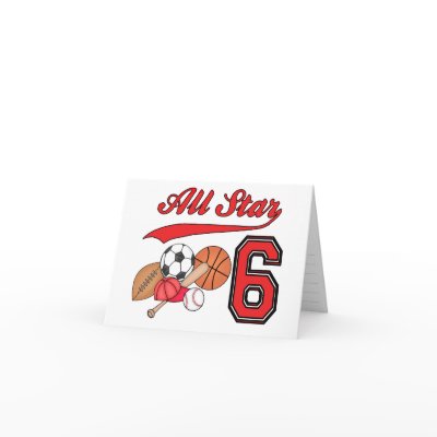 All Star Sports 6th Birthday Invitations Greeting Card by Kewlkids