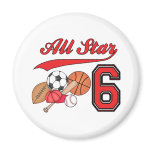 All Star Sports 6th Birthday Refrigerator Magnet