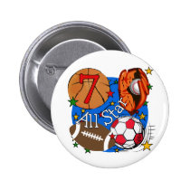 All Star Sports 7th Birthday Tshirts and Gifts buttons