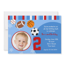 All Stars Sports Photo Birthday Invitations