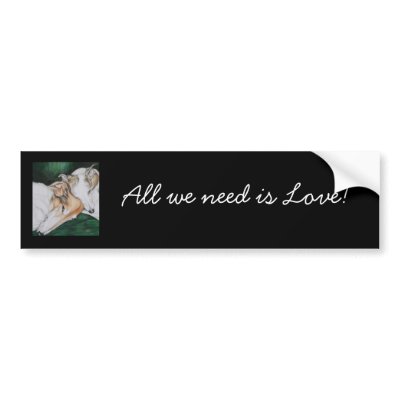 All we need is Love Whippet Borzoi Bumper Sticker by CharlottesWebArt