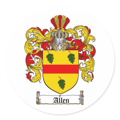 ALLEN FAMILY CREST -  ALLEN COAT OF ARMS STICKER by heraldics