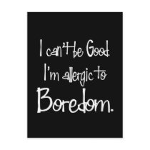 Allergic to Boredom Postcard