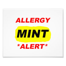 Allergy Alert Mint Allergy Design, Mint allergic Photographic Print
