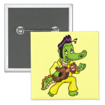 Alligator King with Guitar T-shirts and Gifts Button