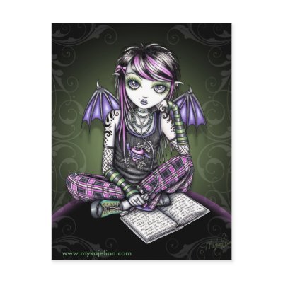 Ally Bat Winged Emo Ipod Fairy Postcard by mykajelina