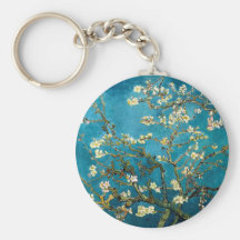 Almond Branches in Bloom Button Keychain