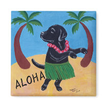 Aloha Black Labrador Magnet