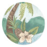 Aloha Coconut, Pineapple, Hibiscus Design Round Sticker