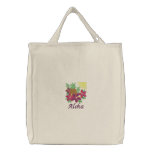 Aloha hibiscus flower pineapple embroidered bag