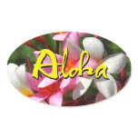 Aloha plumerias oval stickers