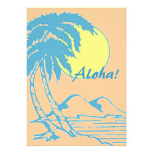 Aloha Tropical Island Luau Party Announcements