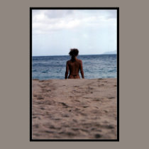 Alone on the Beach (Vintage Glamour Portrait) posters