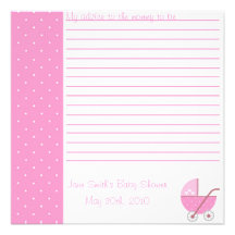 Along Came A Carriage Baby Shower Advice Card Personalised Announcement