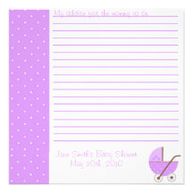 Along Came A Carriage Baby Shower Advice Card Personalized Invitations