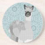 Alpaca Art Black & Blue Coaster