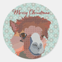 Alpaca Art Christmas Sticker