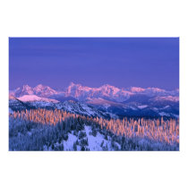 Alpenglow strikes the peaks of Glacier