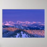 Alpenglow strikes the peaks of Glacier posters