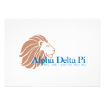 Alpha Delta Pi Gold Lion and Blue Name Personalized Announcement