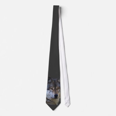 Alpha Grey Wolf Wildlife Collection Neckties by RavenSpiritPrints