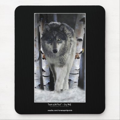 ALPHA GREY WOLF Wildlife Supporter Mousepad by RavenSpiritPrints