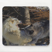 Alpha Male Wolf Challenge Battling Wolves Mousemat
