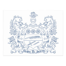Alpha Xi Delta Crest Blue Postcards