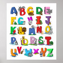 alphabet cartoon  poster FROM 14.95