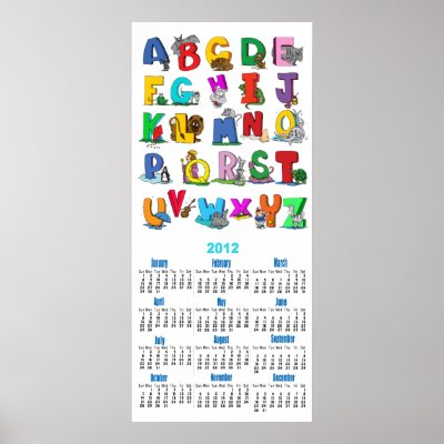 alphabet  cartoon wall calendar 2012 FROM 14.95 by funny_tshirt