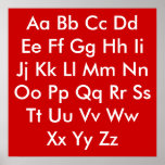 Alphabet chart Red and White posters