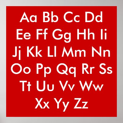 Alphabet chart Red and White Posters by AlphabetCharts