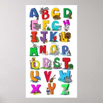 alphabet (from 14.95) cartoon wall chart by funny_tshirt