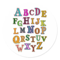 Alphabet Patches Round Sticker