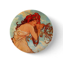 Alphons Mucha  Summer Pinback Buttons