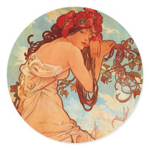 Alphons Mucha  Summer Round Sticker