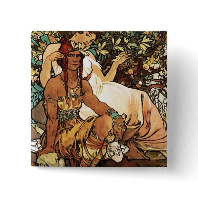 Alphonse (Alfons) Mucha - Art Nouveau - Manhood Pinback Button by VintageCabaret