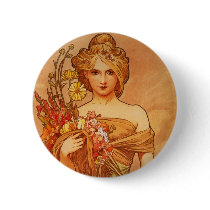 Alphonse (Alfons) Mucha  Bouquet Pinback Buttons