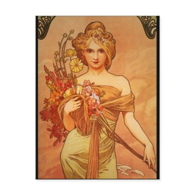 Alphonse (Alfons) Mucha  Bouquet Post Card by ArtNouveauDaz