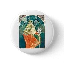 Alphonse Maria Mucha ~ Art Nouveau Button