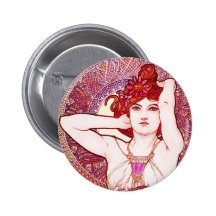 Alphonse Mucha Amethyst  Button