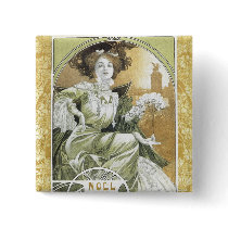 Alphonse Mucha - Art Nouveau Buttons